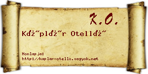 Káplár Otelló névjegykártya